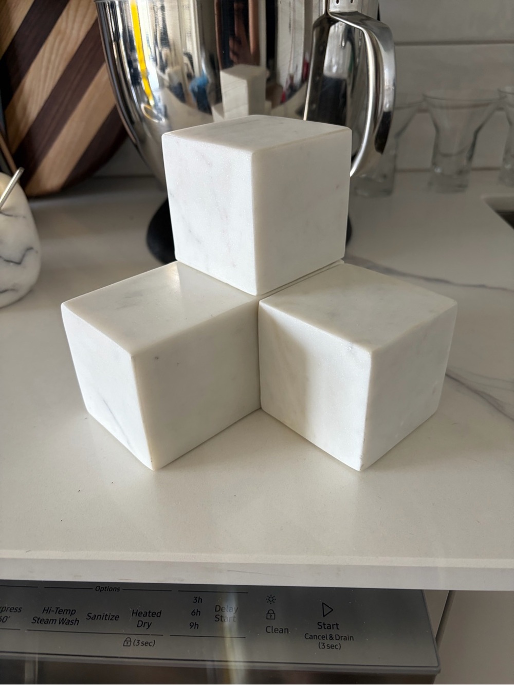 Crate&Barrel White Marble Cube Bookend/Sculpture
